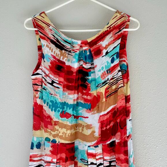 AGB colorful high neck pleated skirt maxi long resort wear vacation sun dress Sm - Picture 3 of 14